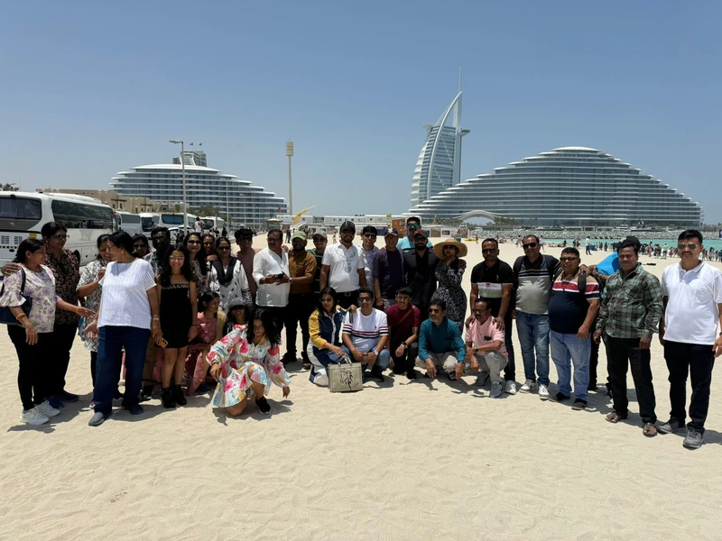 Happy Trails travellers on a corporate group tour